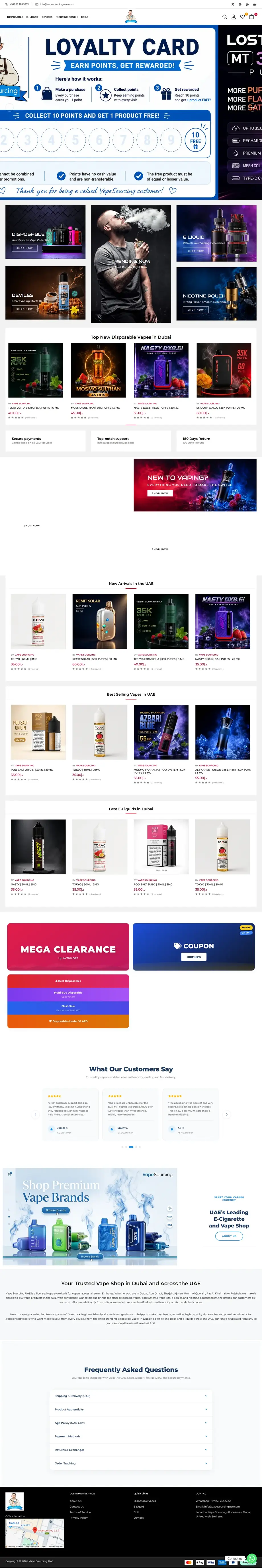 VapeSourcing vape shop UAE ecommerce website built on WordPress