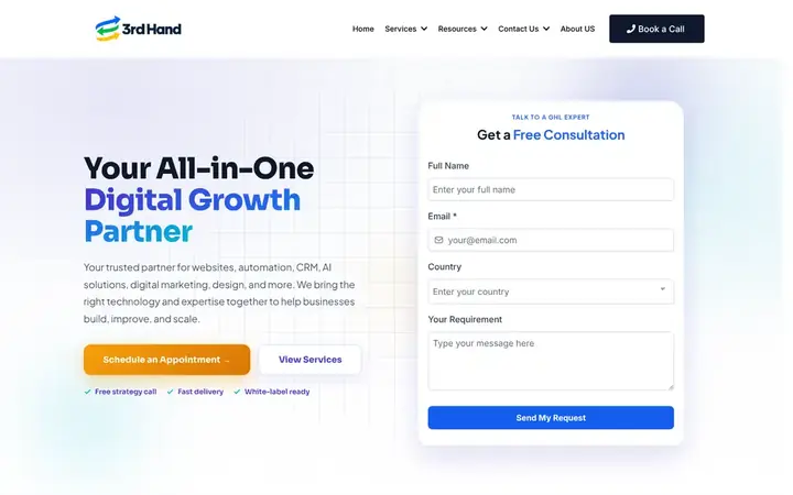 3rd Hand Solutions website designed by iBoostin