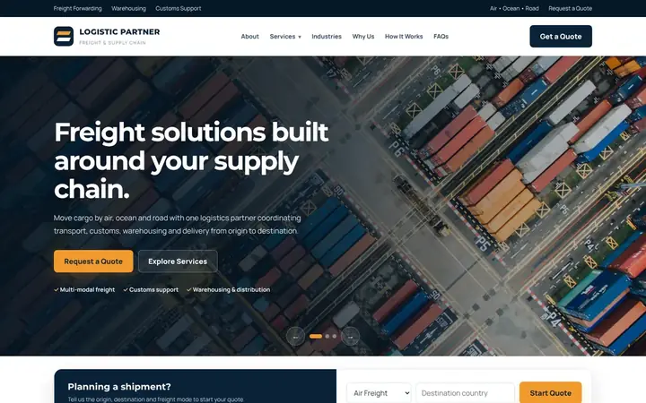 Logistic Partner website designed by iBoostin