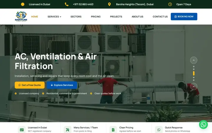 Signature Technical Services website designed by iBoostin